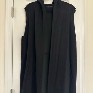 Black Sleeveless Hooded Duster